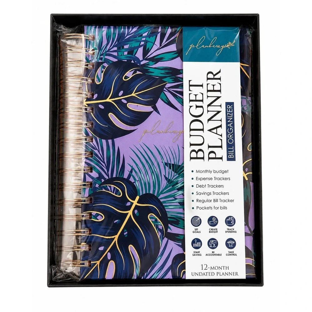 Planberry Budget Planner Organizer Undated 12 Month‎ Tropical Monstera A5